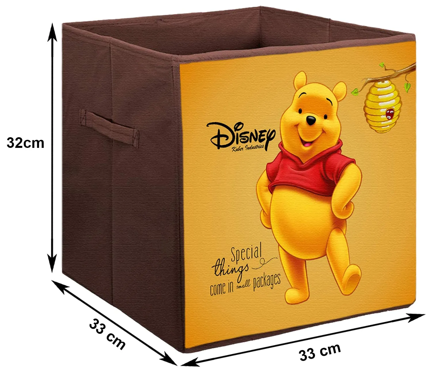 Kuber Industries Disney Winnie-The-Pooh Printed Non-Woven Foldable Storage Bin/Cube/Organizer For Toys, Clothes And Books With Handles- Pack of 6 (Brown) -HS43KUBMART26288