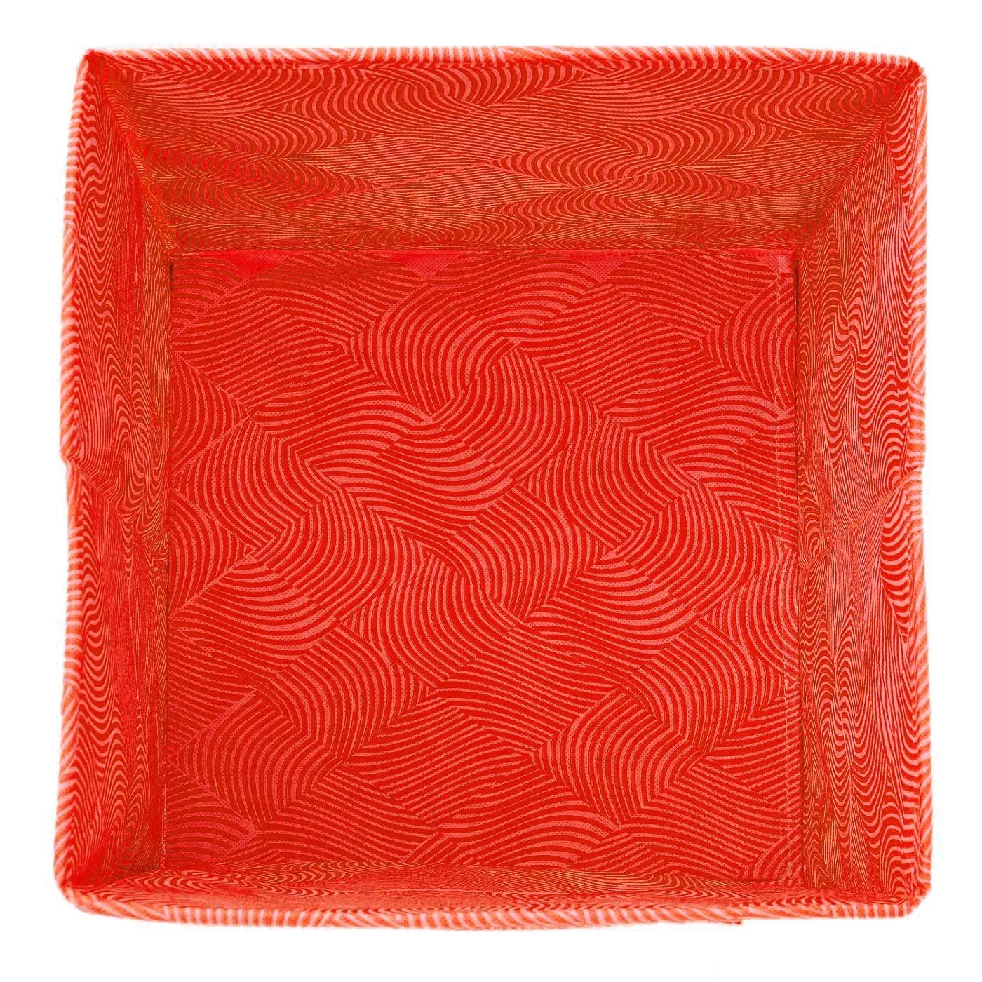 Kuber Industries Lehariya Printed Multipurposes Storage Box/Organizer With Handles- Pack of 3 (Orange) -HS43KUBMART26235
