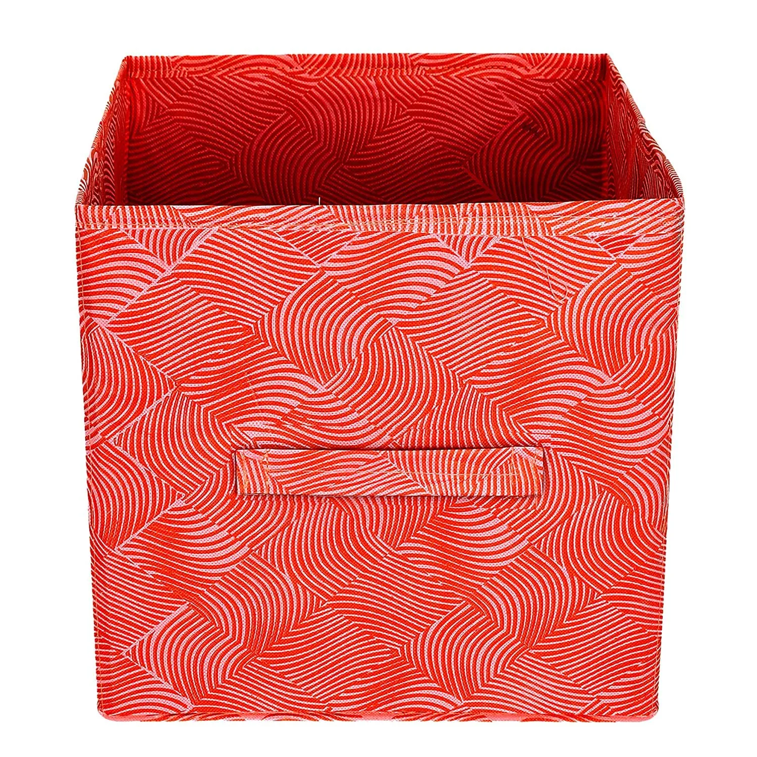 Kuber Industries Lehariya Printed Multipurposes Storage Box/Organizer With Handles- Pack of 3 (Orange) -HS43KUBMART26235