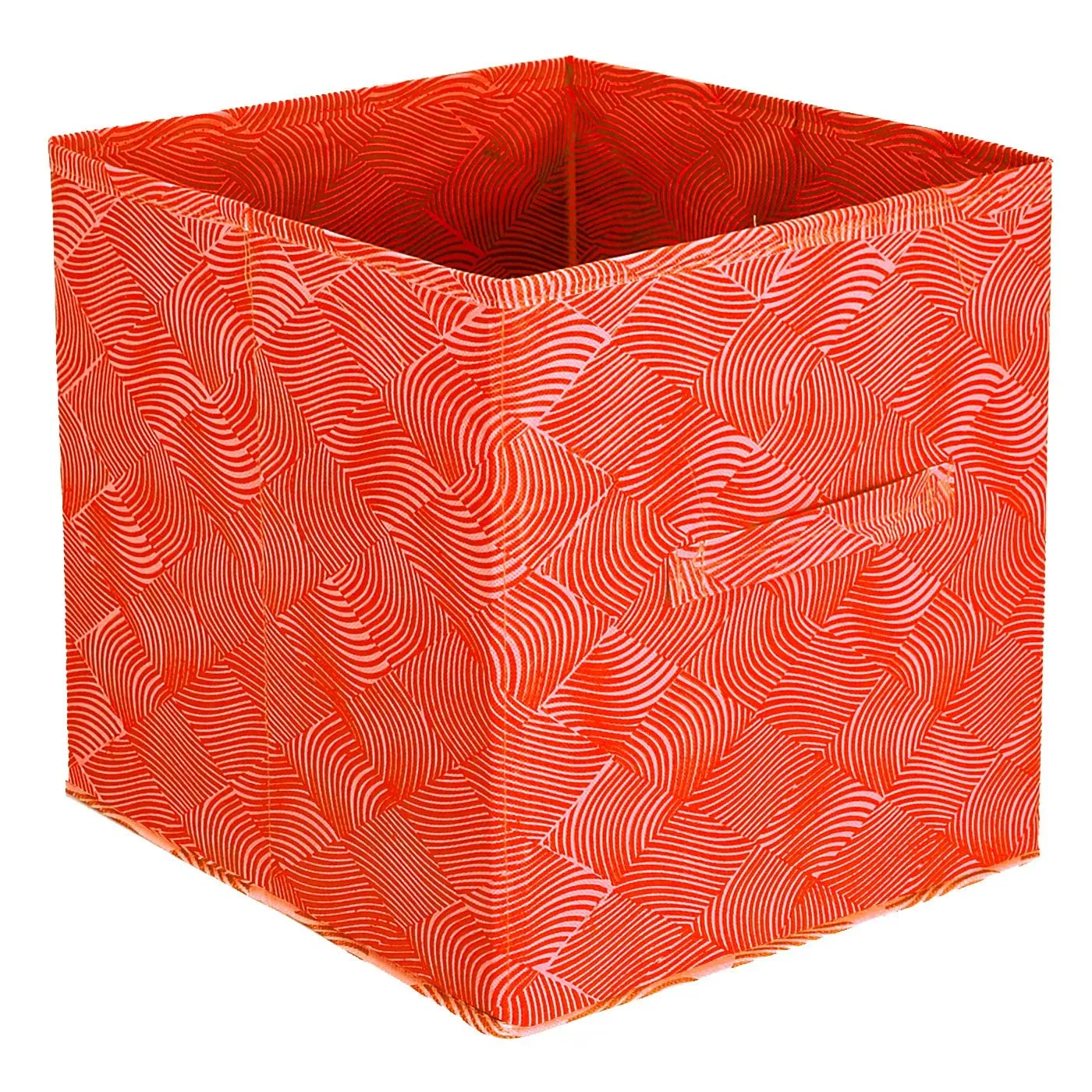 Kuber Industries Lehariya Printed Multipurposes Storage Box/Organizer With Handles- Pack of 3 (Orange) -HS43KUBMART26235