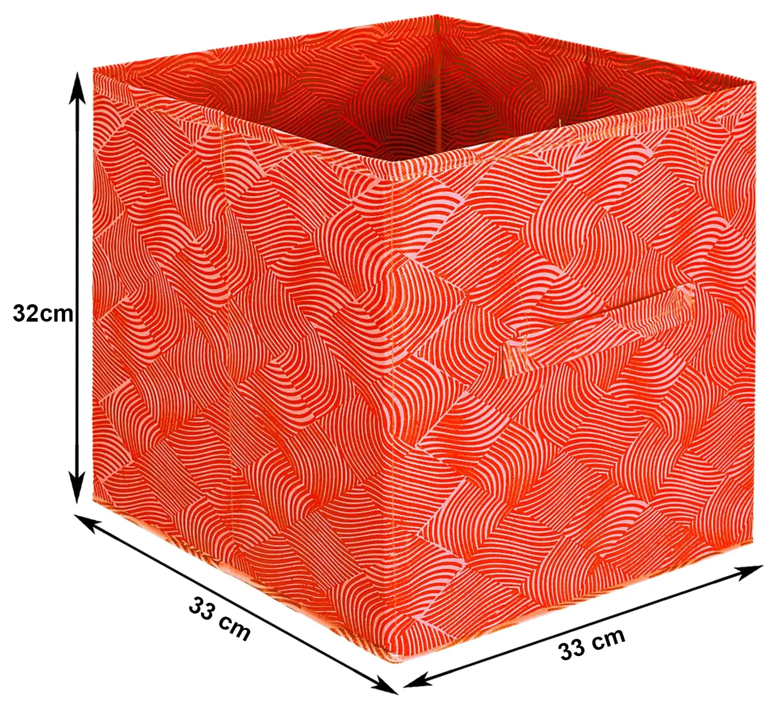 Kuber Industries Lehariya Printed Multipurposes Storage Box/Organizer With Handles- Pack of 3 (Orange) -HS43KUBMART26235