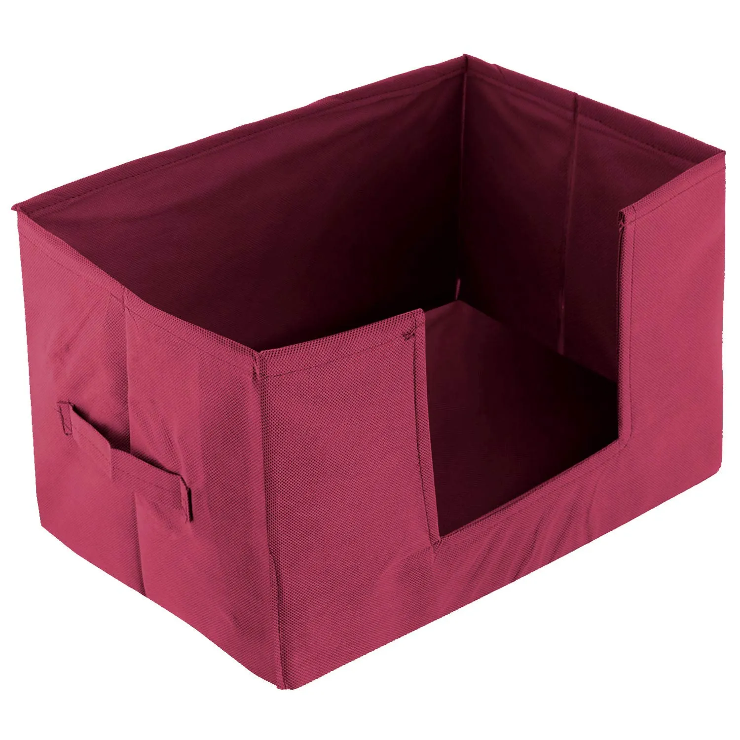 Kuber Industries Non-Woven Foldable Saree Stacker, Wardrobe Organizer, Storage Bin With Handle- Pack of 3 (Maroon)-HS43KUBMART26432