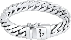 kuzzoi 925 Sterling Silver Round Byzantine Bracelet for Men, Length 7,48 inch - 9,05 inch, Width 0,55 inch, 3.17 oz