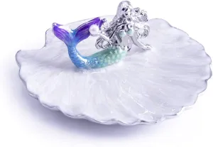 LARAINE Jewelry Tray Ring Display Holder Mermaid Trinket Dish Home Decorative Plate For Earrings Necklace Bracelet Organizer Display (Blue&Purple)