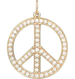 Large Peace Sign Cutout Charm Pavé Diamonds