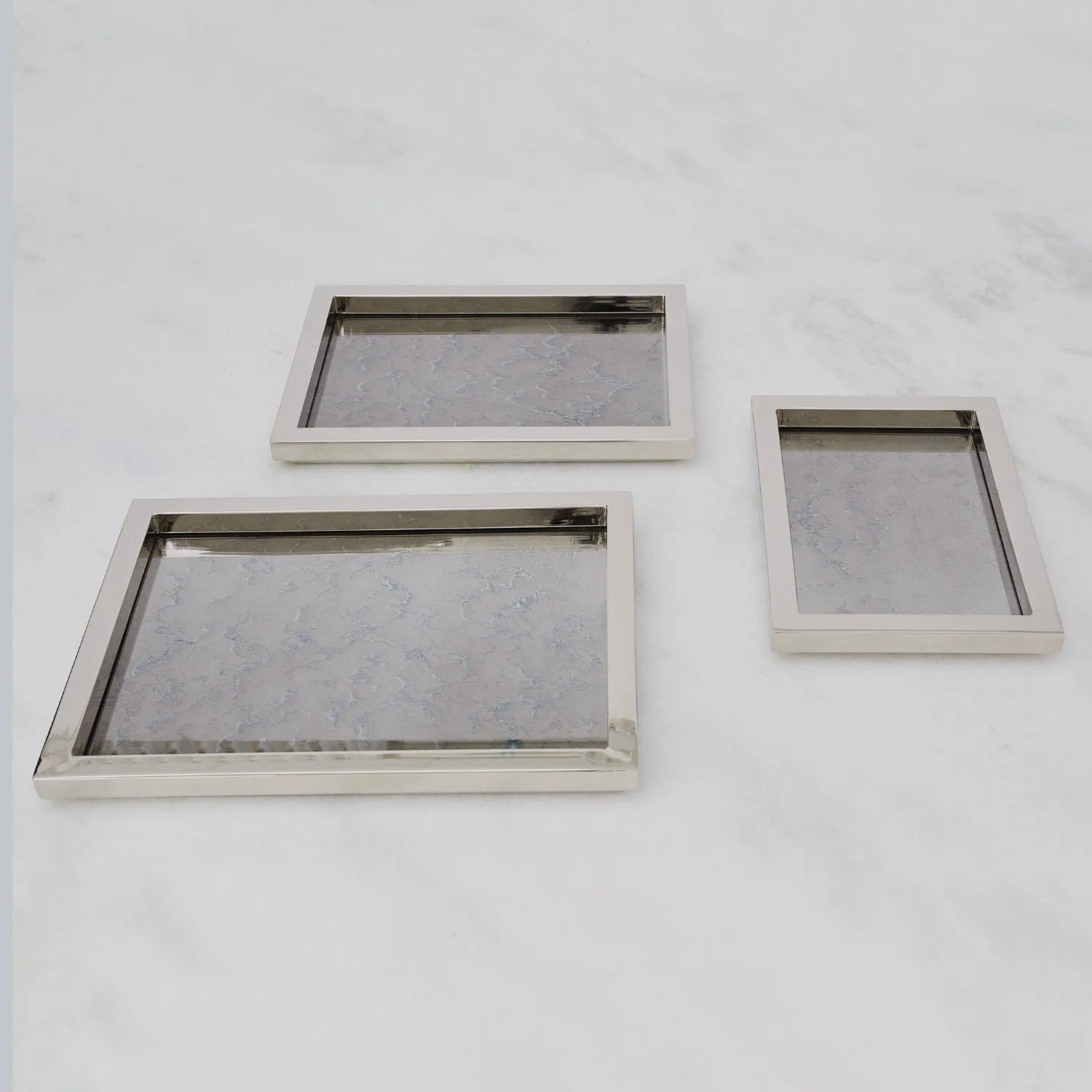 Large Stepped Nesting Trays-Nickel