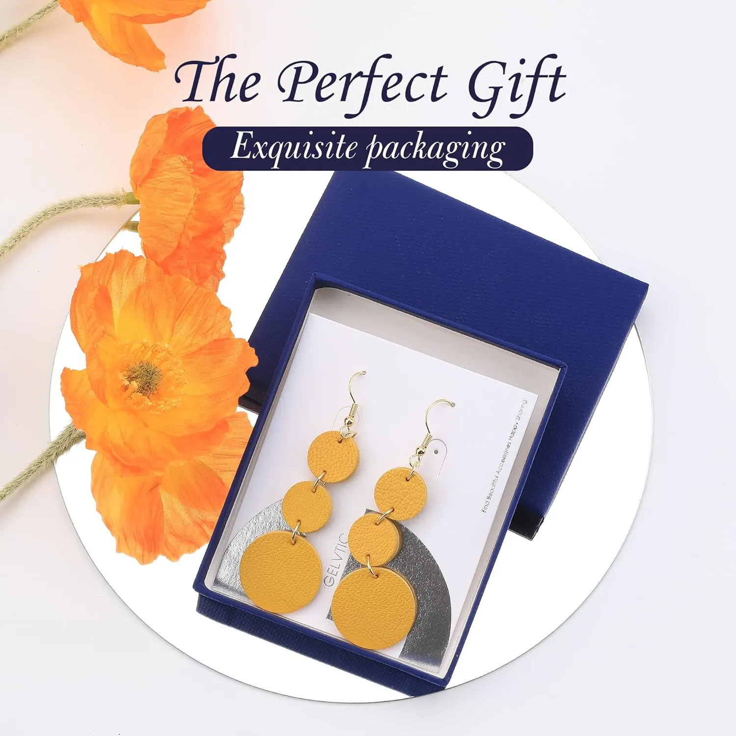 Leather Earrings Dangle Drop for Women, Teardrop Earrings Lightweight for Her