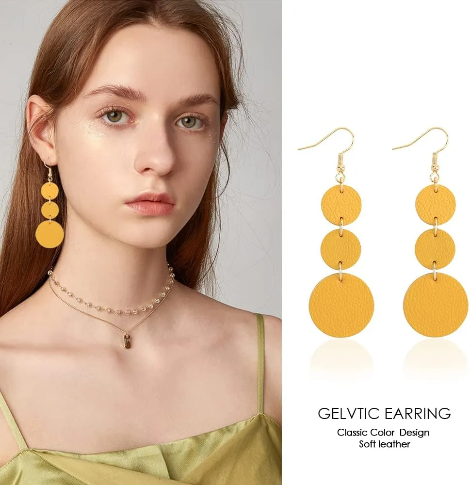 Leather Earrings Dangle Drop for Women, Teardrop Earrings Lightweight for Her