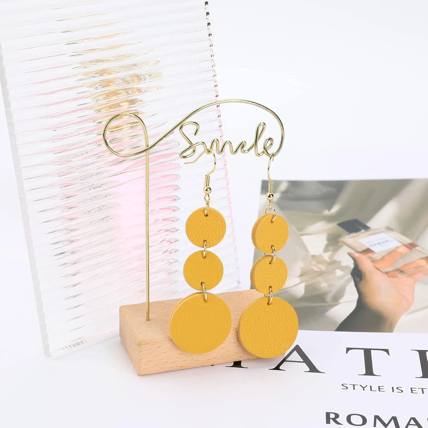 Leather Earrings Dangle Drop for Women, Teardrop Earrings Lightweight for Her
