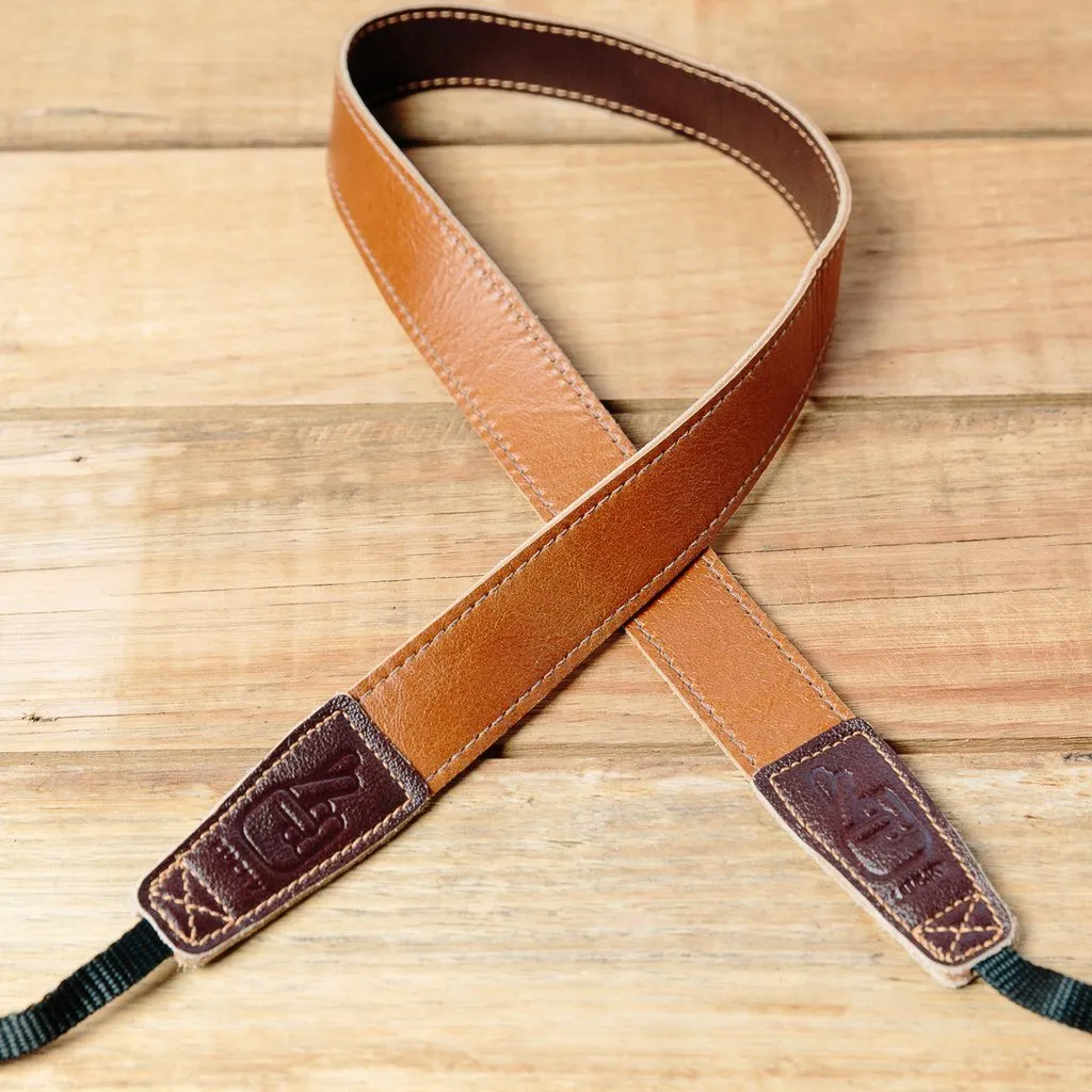 Lucky Straps Slim 30 Retro Leather Camera Strap - Caramel/Dark Brown