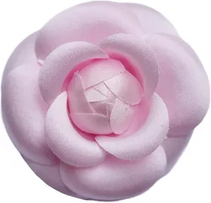 M&S Schmalberg Pink Camellia Fabric Flower Pin Brooch Satin Artificial Flowers Camellias Handmade in USA