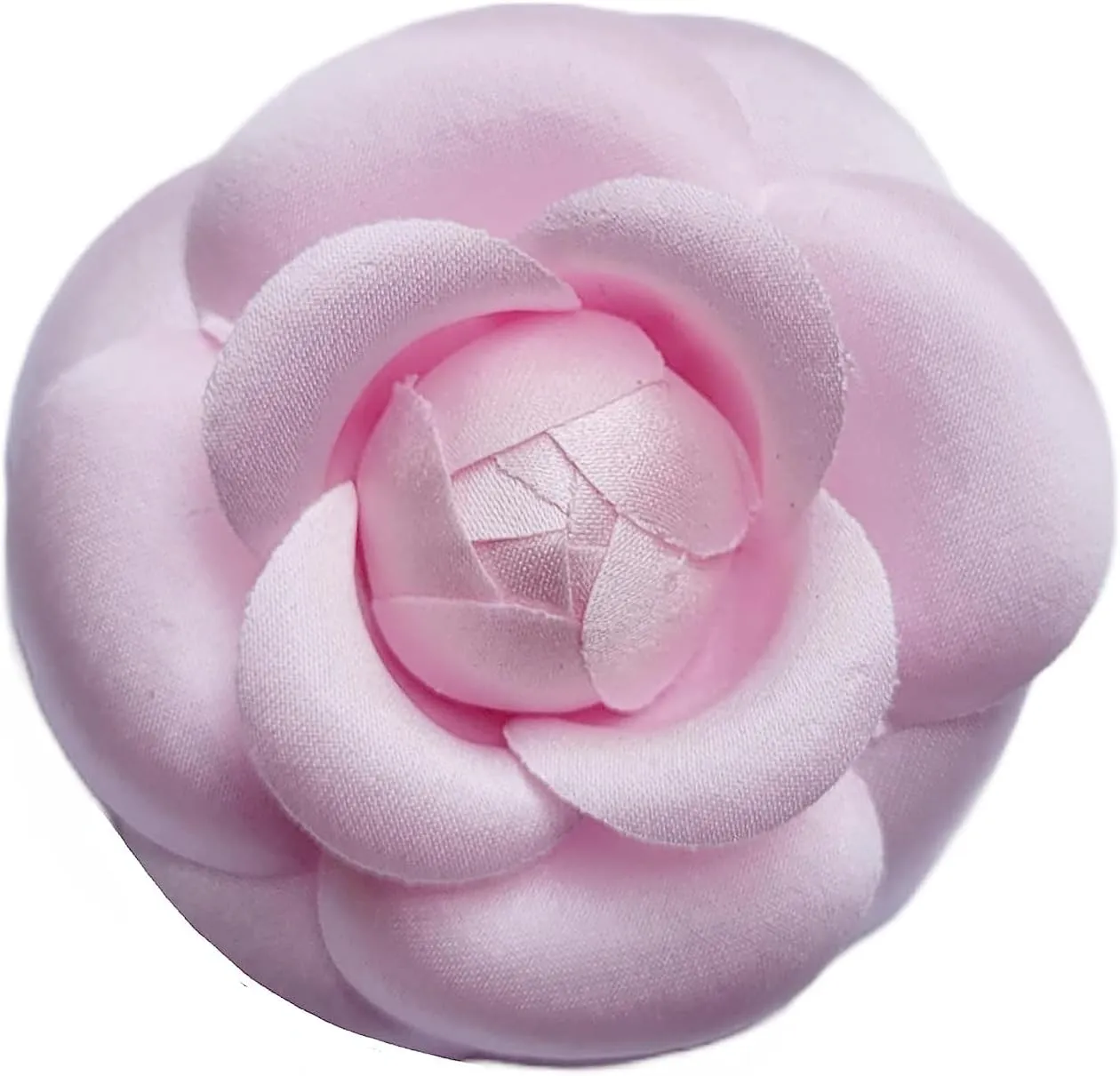 M&S Schmalberg Pink Camellia Fabric Flower Pin Brooch Satin Artificial Flowers Camellias Handmade in USA