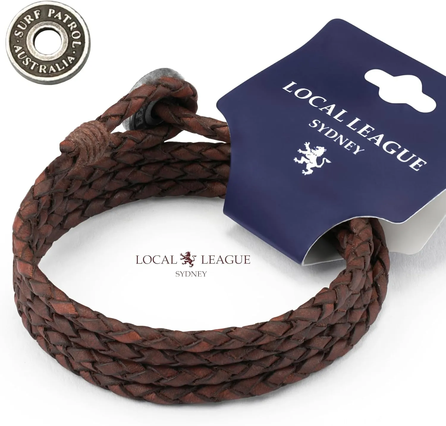 Mens Leather Cord Bracelet SURF PATROL - Fully Adjustable - Multilayer Wrap Wristband for Man Braided Rope Holidays CALI VIBES BEACH Party Festival, Boyfriend, Surfer