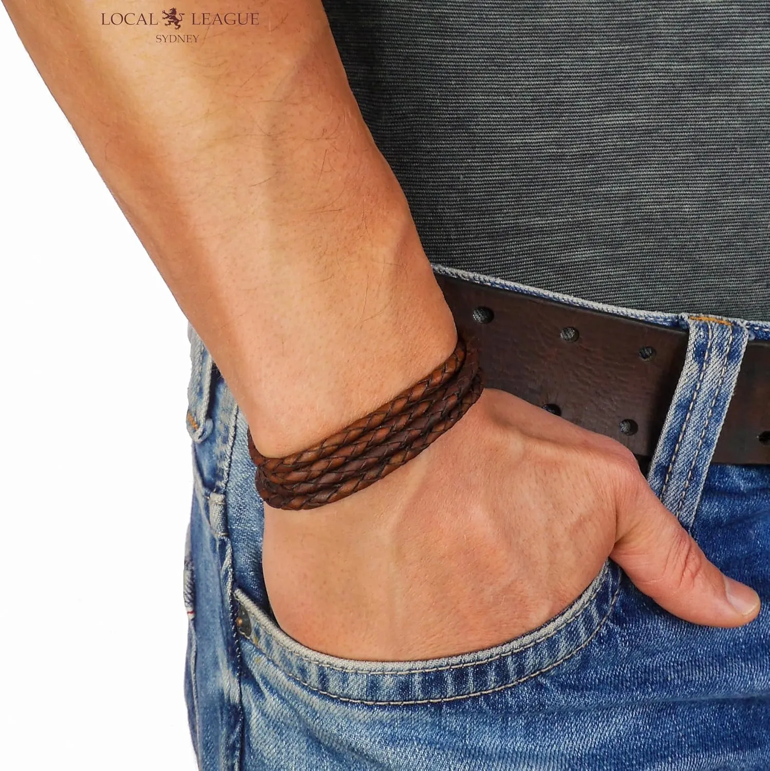 Mens Leather Cord Bracelet SURF PATROL - Fully Adjustable - Multilayer Wrap Wristband for Man Braided Rope Holidays CALI VIBES BEACH Party Festival, Boyfriend, Surfer