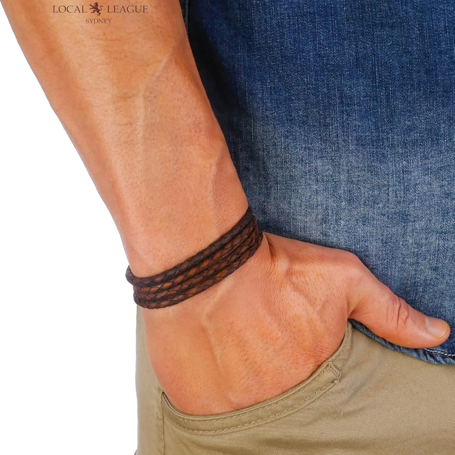 Mens Leather Cord Bracelet SURF PATROL - Fully Adjustable - Multilayer Wrap Wristband for Man Braided Rope Holidays CALI VIBES BEACH Party Festival, Boyfriend, Surfer