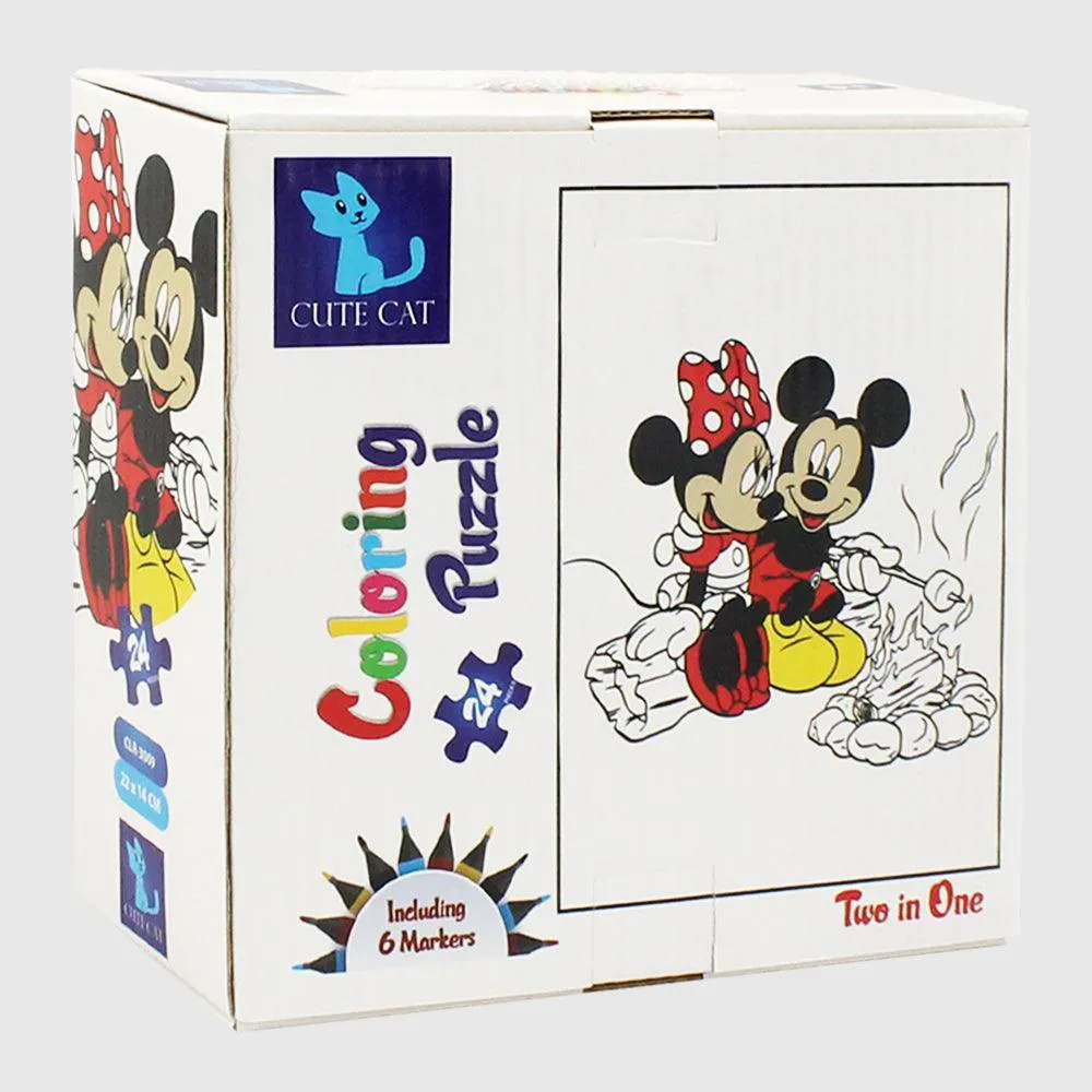 Mickey & Minnie Mouse Coloring Puzzle 2 In 1 (20 & 24 Pieces)