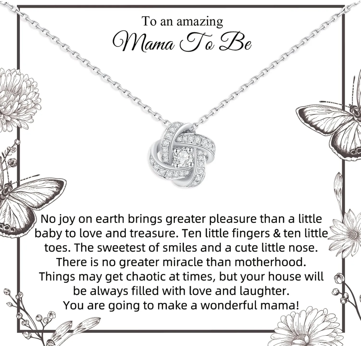 Mom to Be Gift, Mom Gifts for Pregnant Daughter, Sterling Silver Love knot Necklace, Pregnancy Journals for First Time Moms, Expecting Mom, Mothers Day Gift, Christmas Jewelry