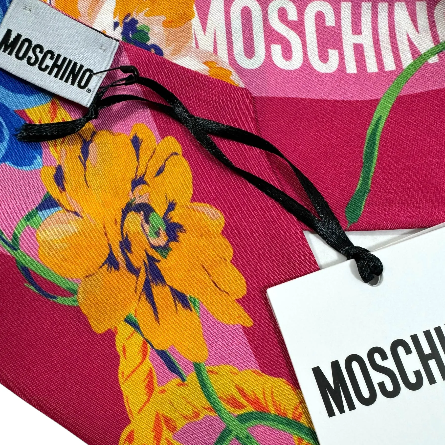 Moschino Twilly Pink Floral Design - Skinny Scarf