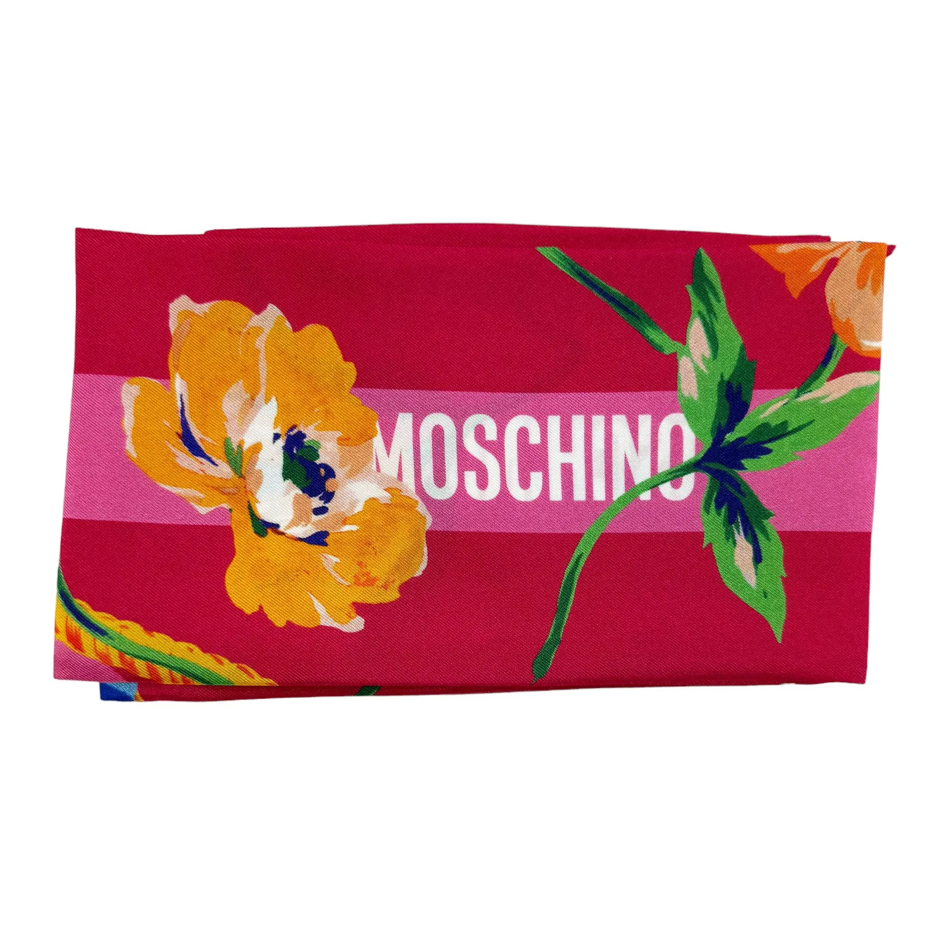 Moschino Twilly Pink Floral Design - Skinny Scarf
