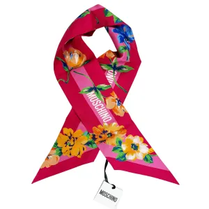 Moschino Twilly Pink Floral Design - Skinny Scarf