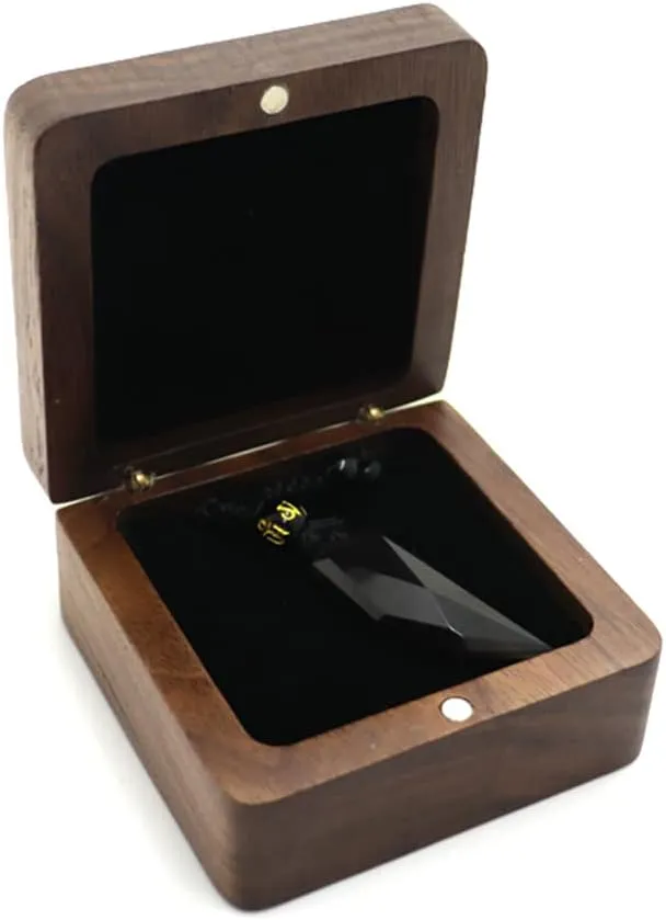 Natural Walnut Wooden Necklace Gift Box Pendant Storage Case Jewelry Display Box for Anniversary Propose Christmas