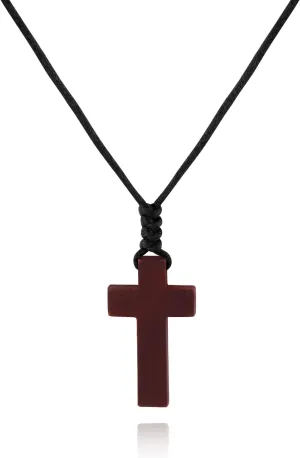 Natural Wood Cross Pendant Necklace for Men Women Cross for Car Mirror Pendant,Wooden Cross Necklace Gift