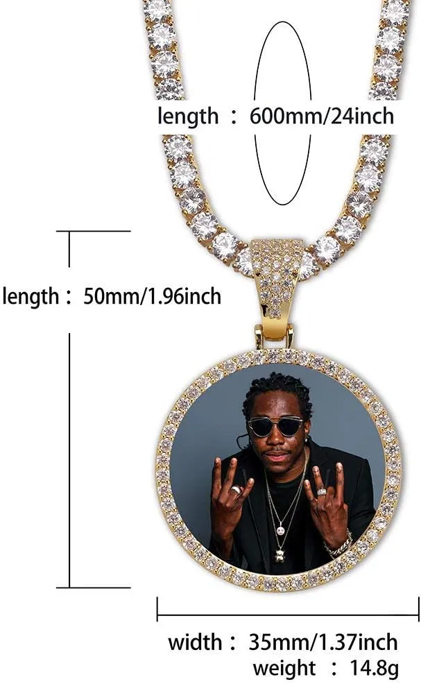 Necklace with Picture Inside 18K Gold Plated Custom Picture Necklace Personalized Photo Necklace Memory Gifts for Men