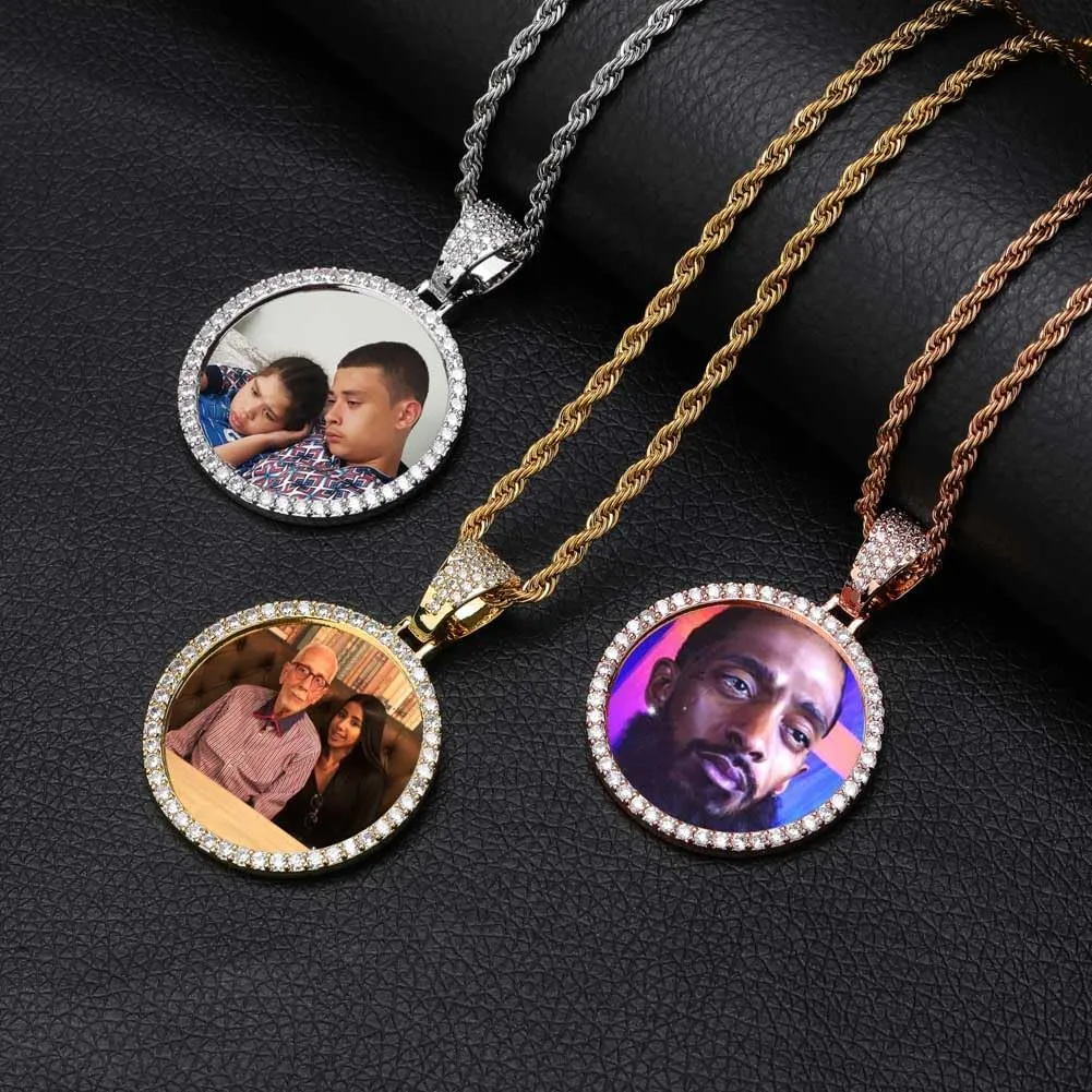 Necklace with Picture Inside 18K Gold Plated Custom Picture Necklace Personalized Photo Necklace Memory Gifts for Men