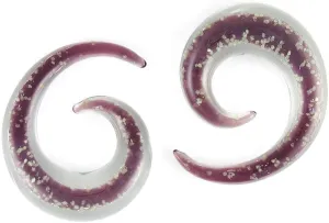 Pair Glow in The Dark Purple Pyrex Glass Spiral 2g 2 Gauge 6mm