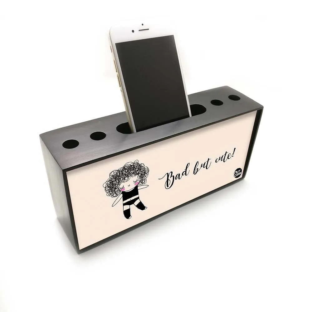 Pen and Phone Stand Holder Desk Organizer - Bad But Cute