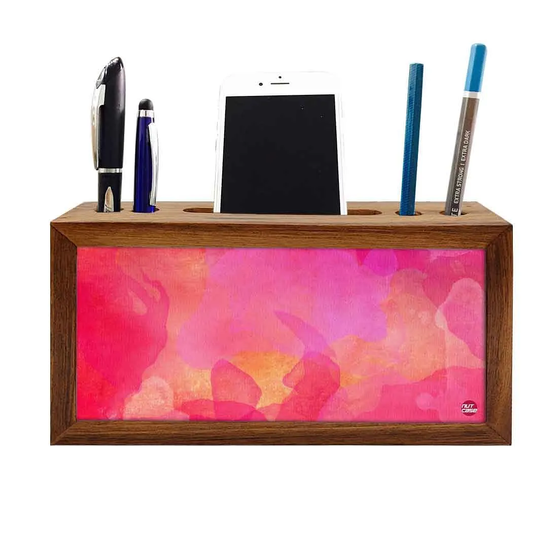 Pen Mobile Stand Holder Desk Organizer - Watercolors Paint Blue & Purple