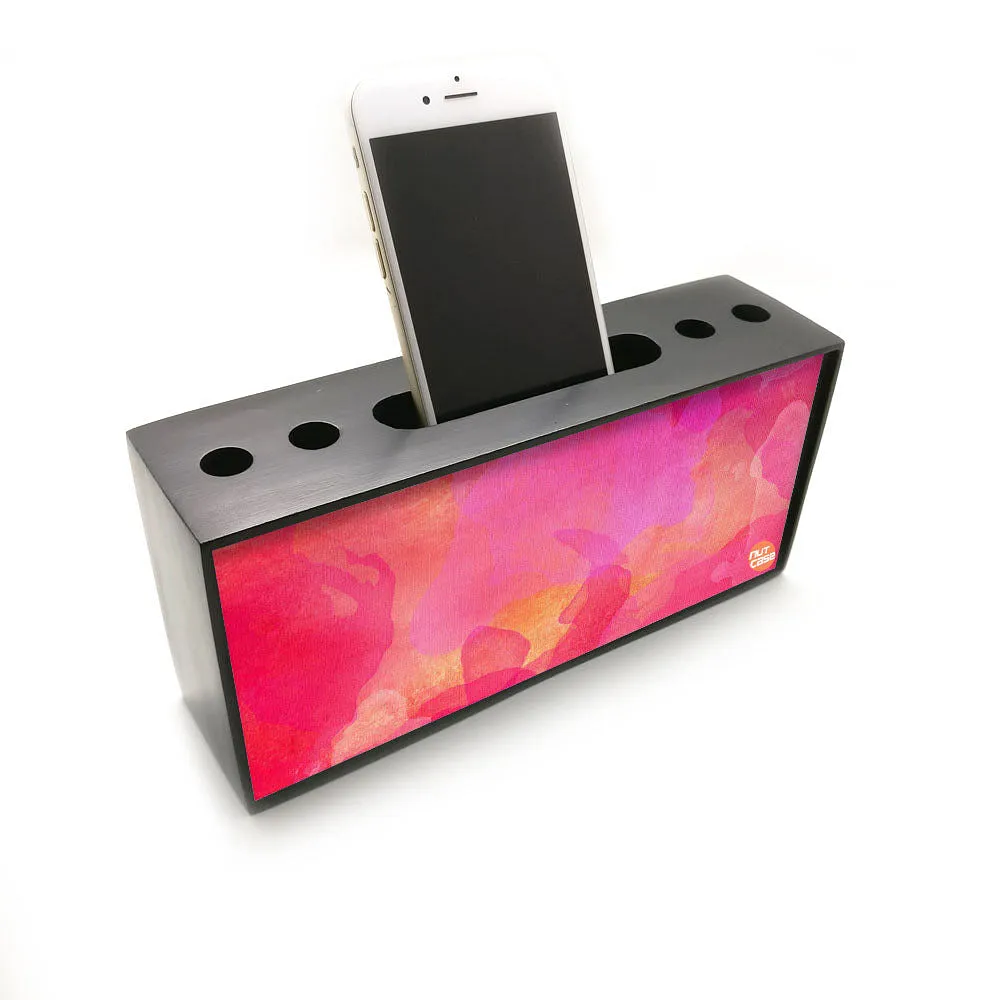 Pen Mobile Stand Holder Desk Organizer - Watercolors Paint Blue & Purple