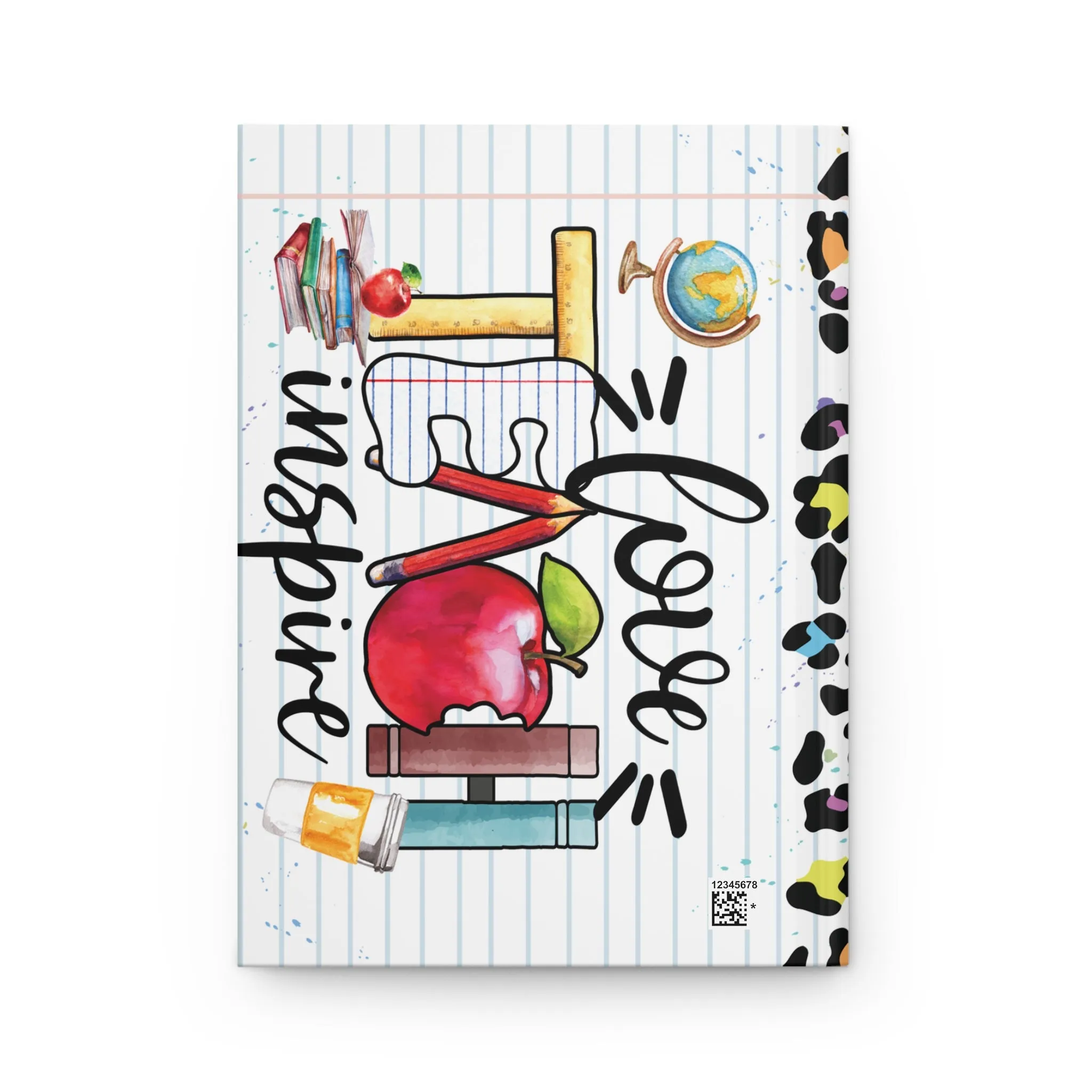 Personalised Hardcover Journal Matte, Teacher, Love, Teach, Inspire, awd-1698