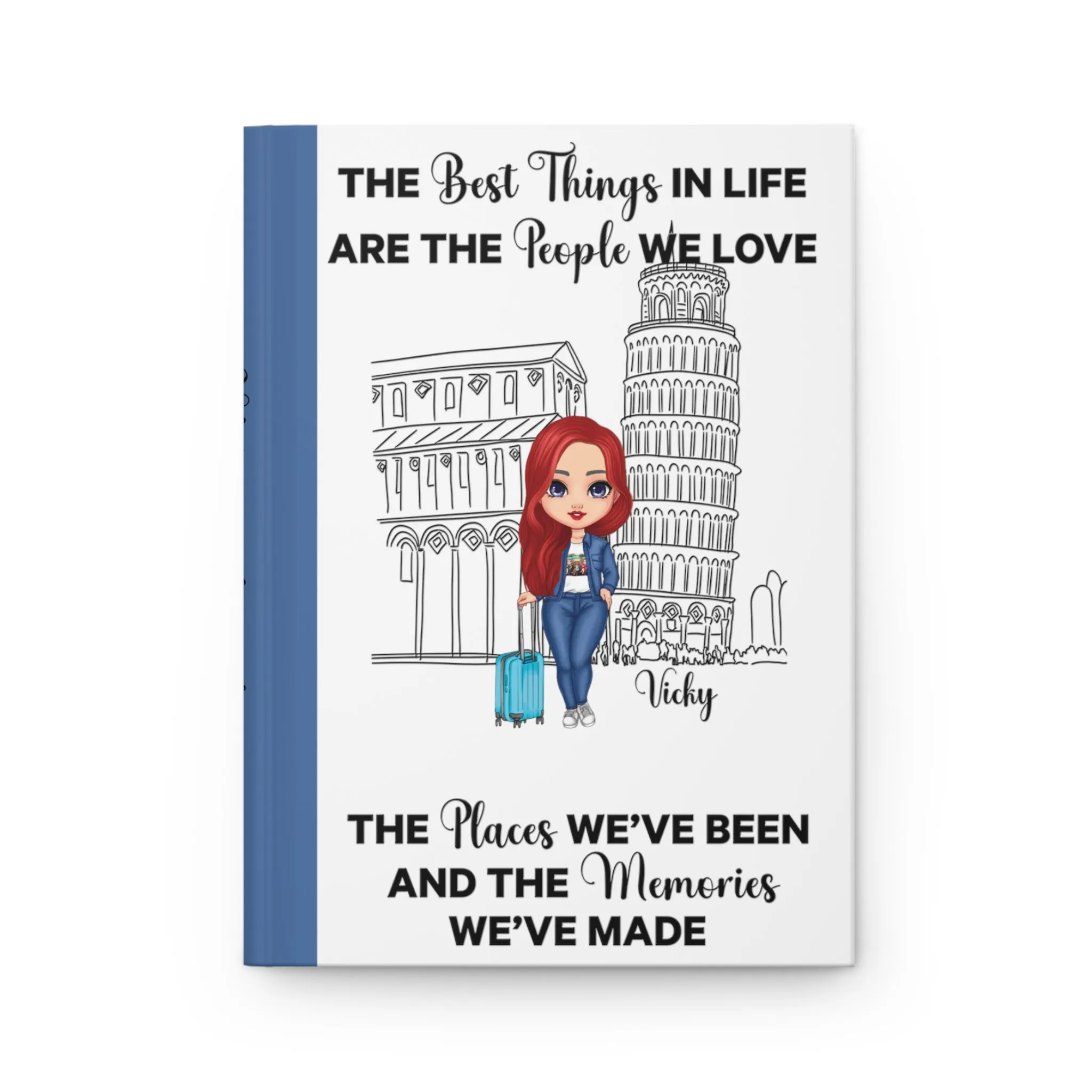 Personalised Hardcover Travel Journal Matte, Italy, The Best things in Life, Red Hair