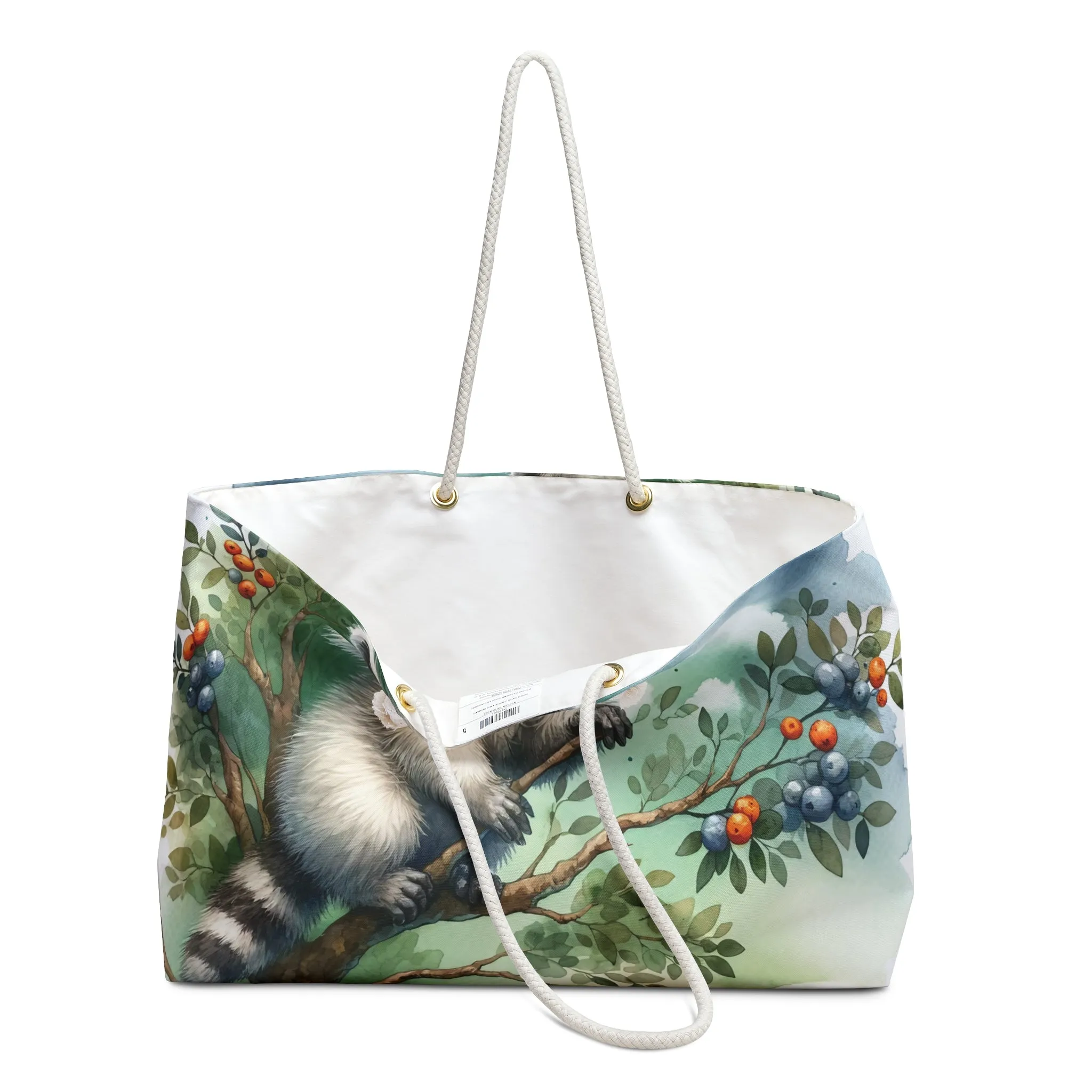 Personalised/Non-Personalised Weekender Bag, Racoon, Large Weekender Bag, Beach Bag, Book Bag
