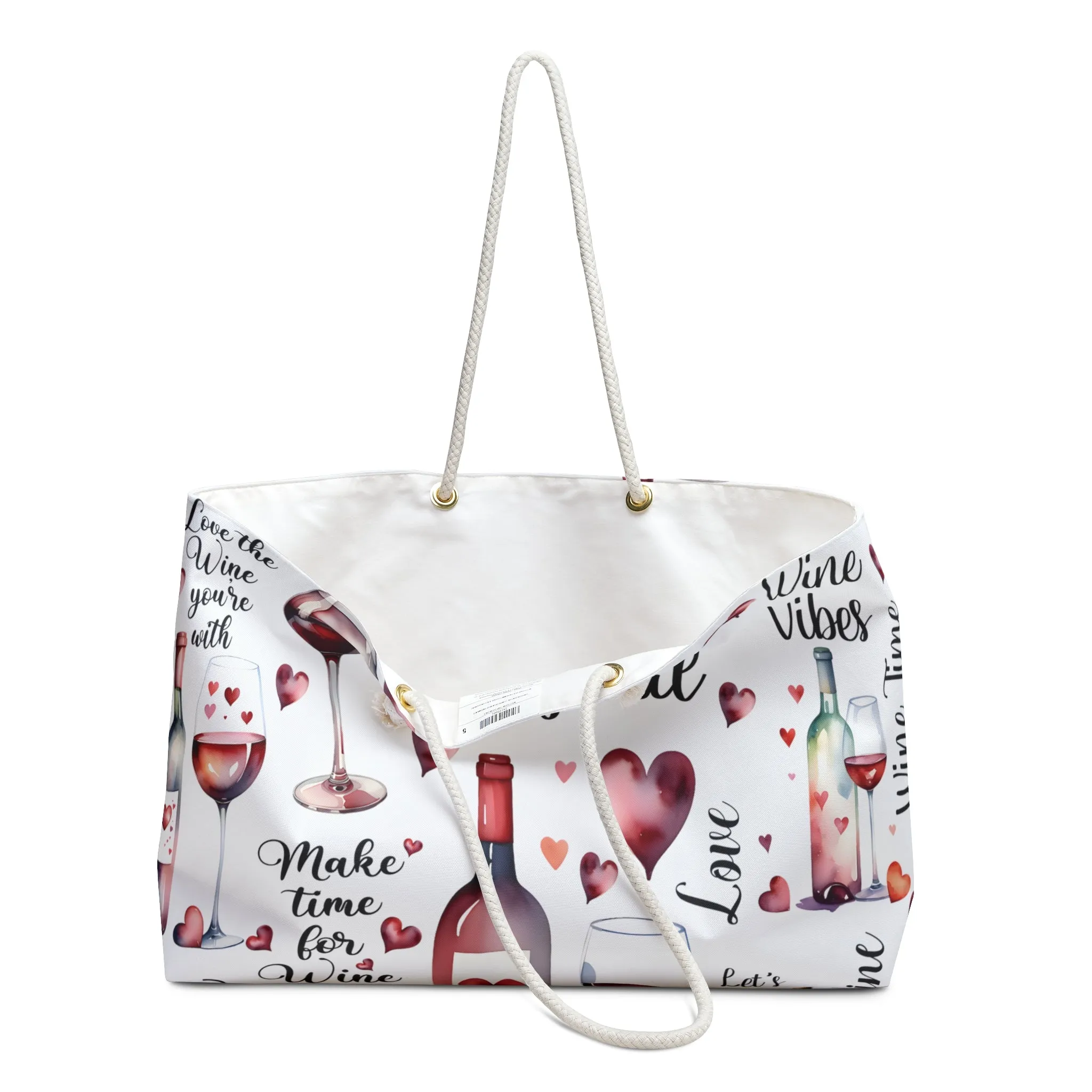 Personalised/Non-Personalised Weekender Bag, Wine is Magical, Large Weekender Bag, Beach Bag, Book Bag