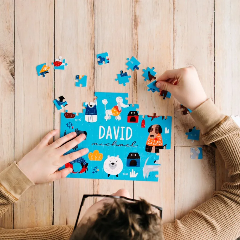 Personalized Construction Equipment Jigsaw Puzzle for Kids