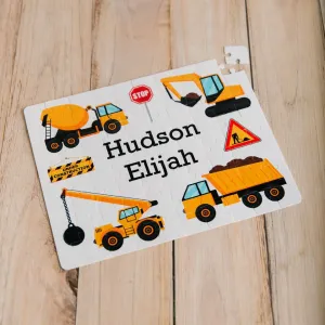 Personalized Construction Equipment Jigsaw Puzzle for Kids