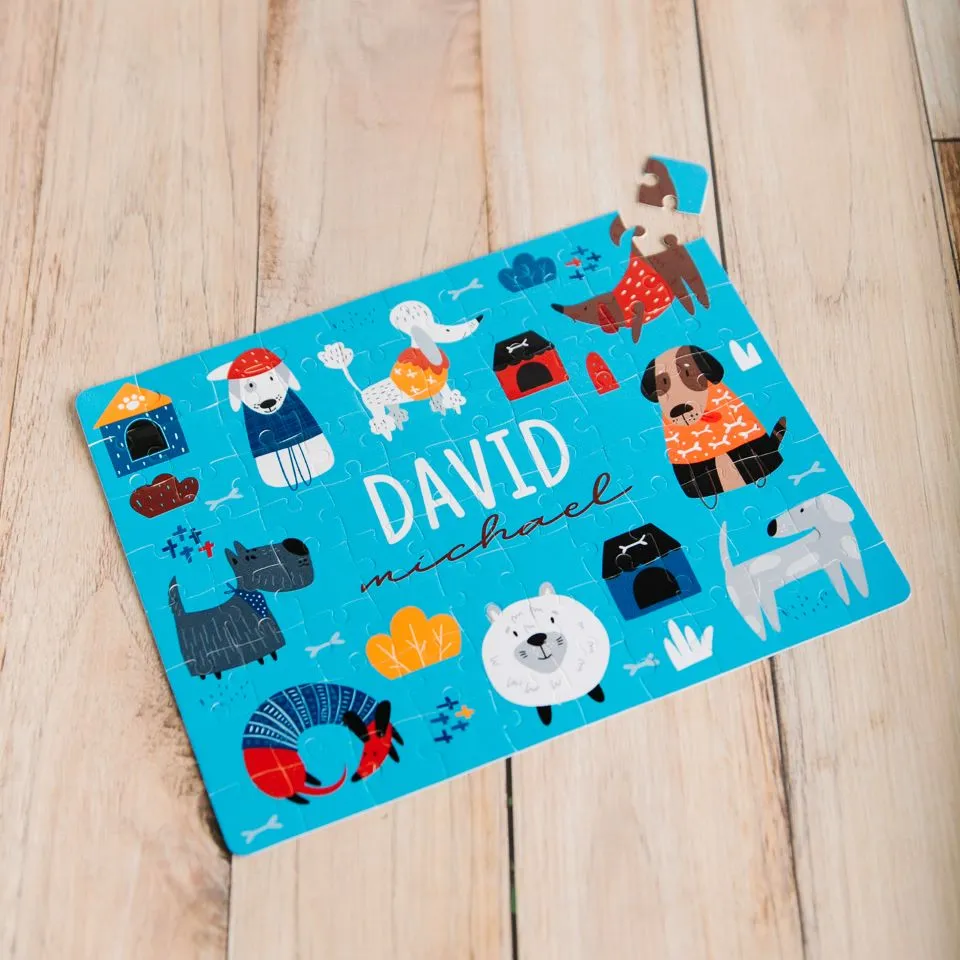 Personalized Cute Dogs Jigsaw Puzzle for Kids