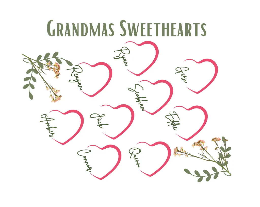 Personalized Grandmas Sweethearts Cotton Canvas Tote Bag, Valentines Day