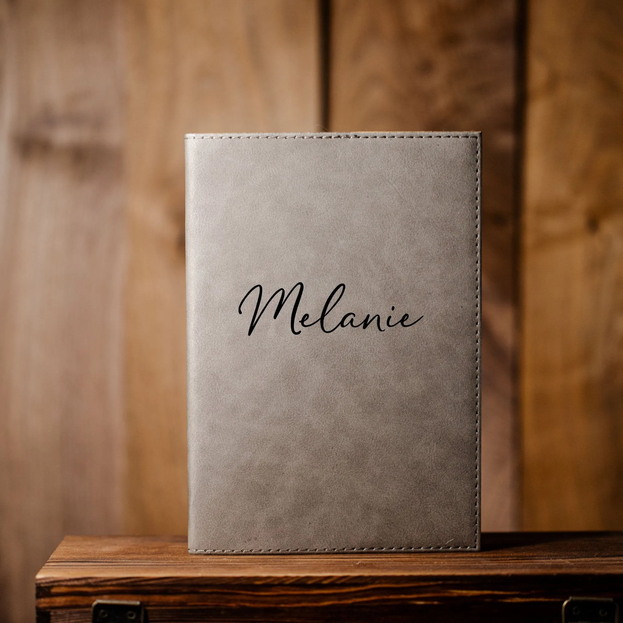 Personalized Grey Vegan Leather Journals