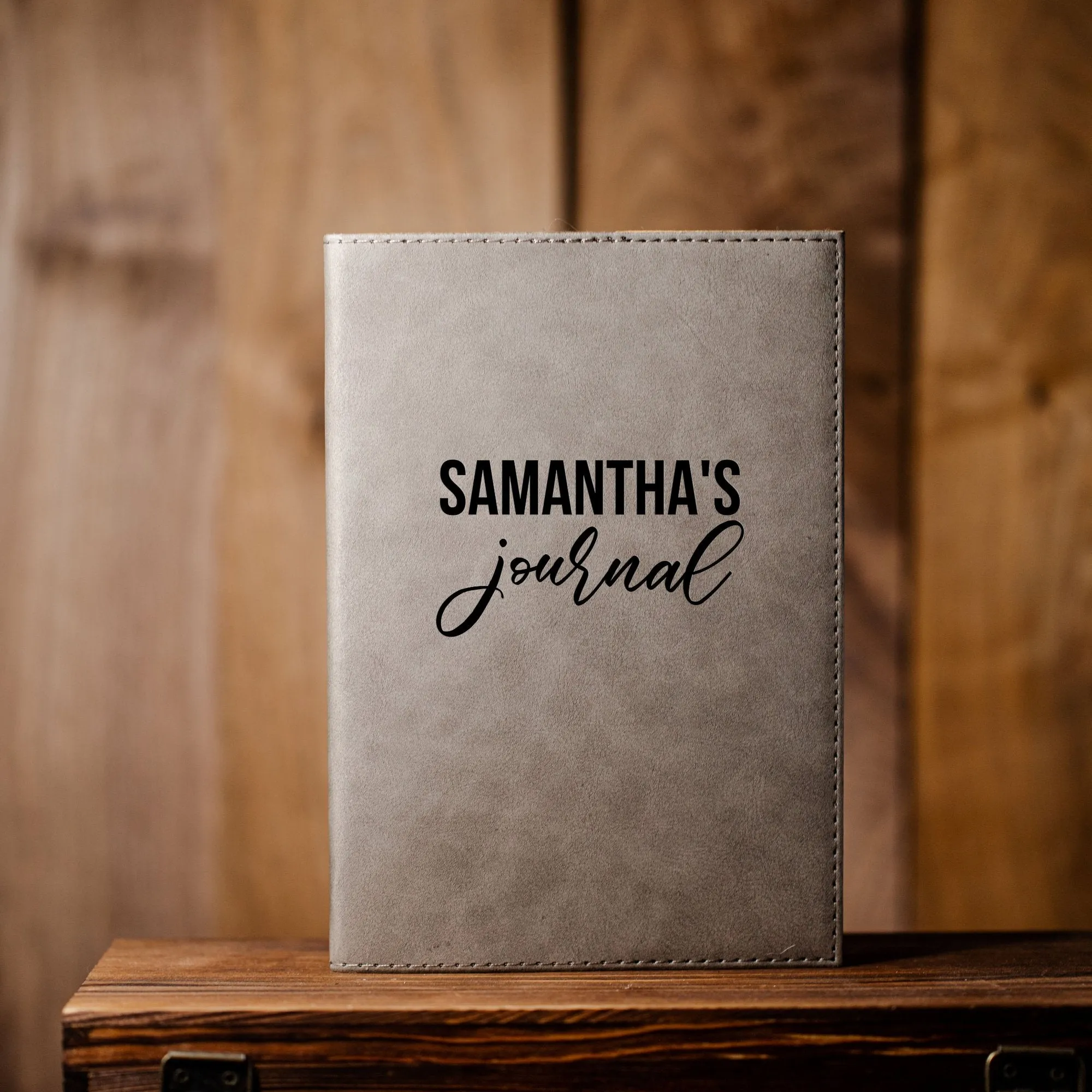 Personalized Grey Vegan Leather Journals