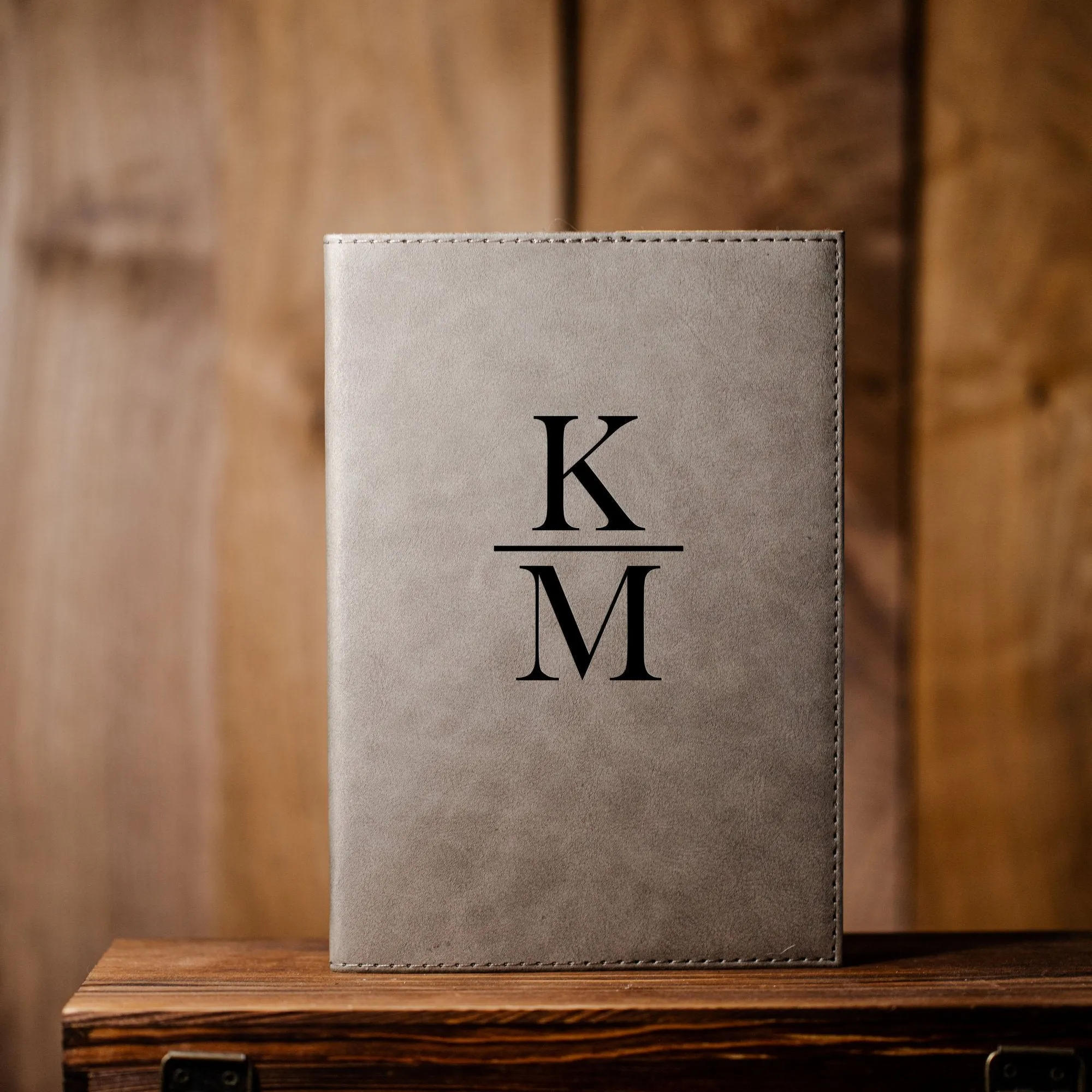 Personalized Grey Vegan Leather Journals