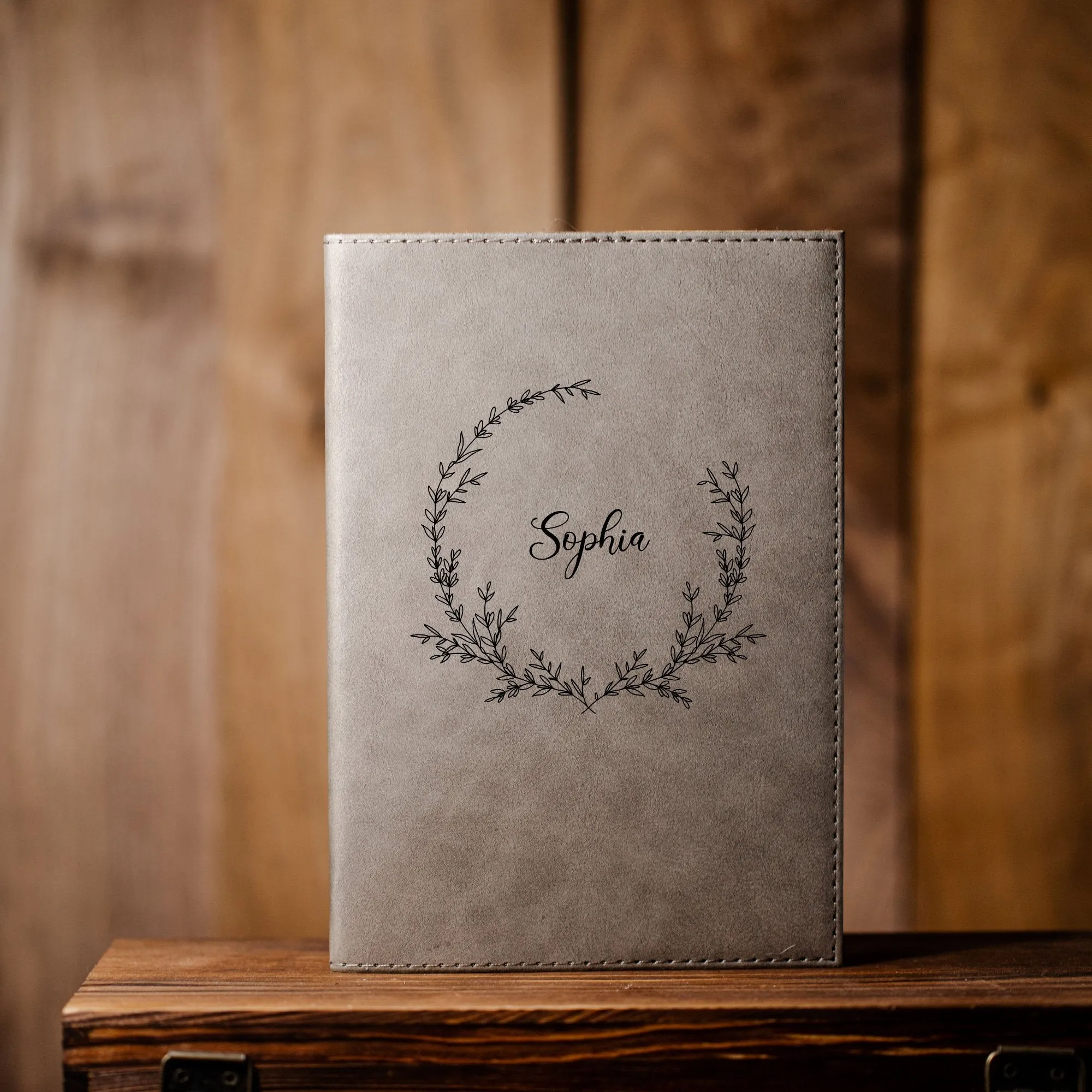 Personalized Grey Vegan Leather Journals