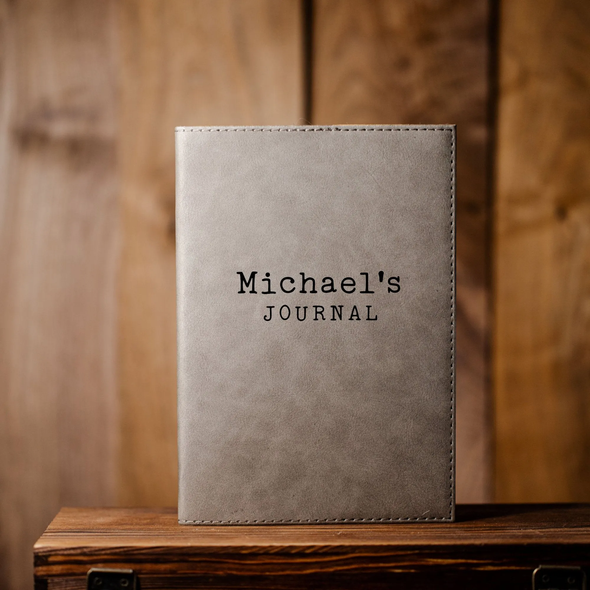 Personalized Grey Vegan Leather Journals