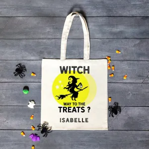 Personalized Witch Way to the Treats Halloween Tote Bag