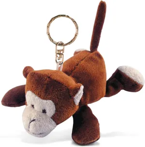 Puzzled Monkey Plush Keychain Stuffed Animal Toy - Soft Wild Life Animal Brown Chimp Charm Keyring, Cute Decorative Plush Toy Accessory Fun Buddy - 4 Inches