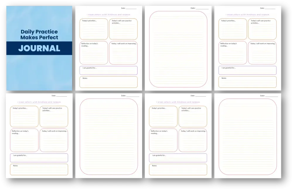 "Daily Practice Makes Perfect" Personal Development Printable Journal with Private Label Rights