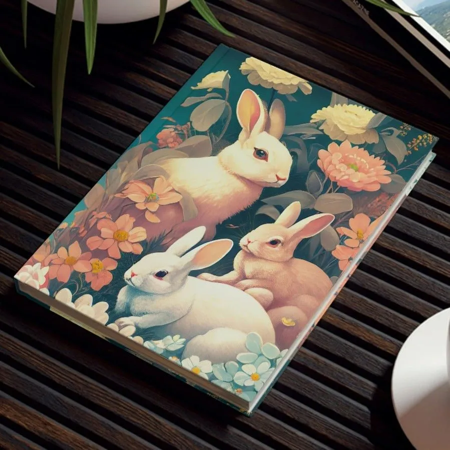 Rabbit Family on a Sunny Day  Hard Backed Journal