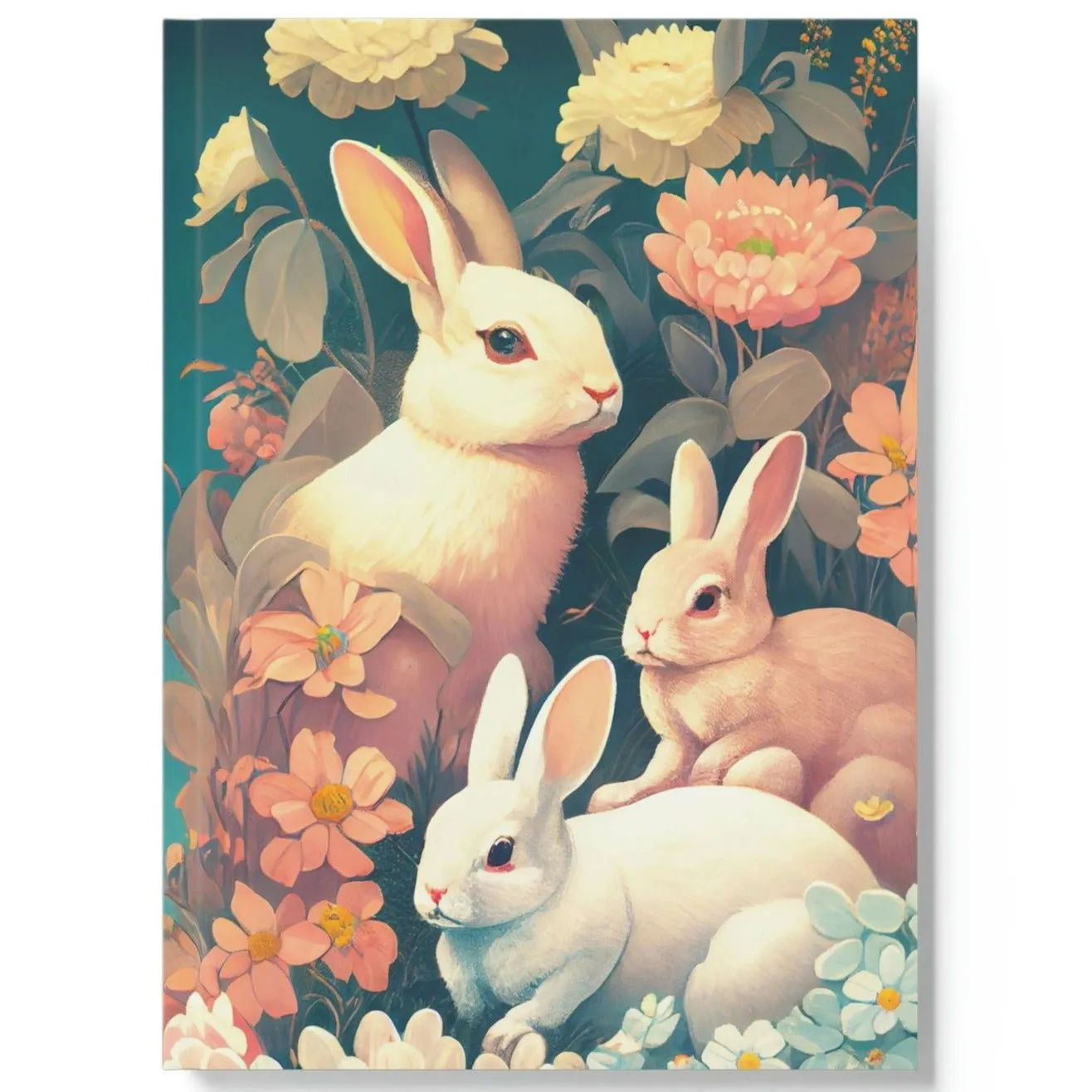 Rabbit Family on a Sunny Day  Hard Backed Journal
